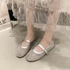Fashion 2025 Mesh Breathable Rhinestone Fashion Versatile Women's New Fashion Style Belt Flat Soft Soled Mary Jane Shoes Womens Shoes