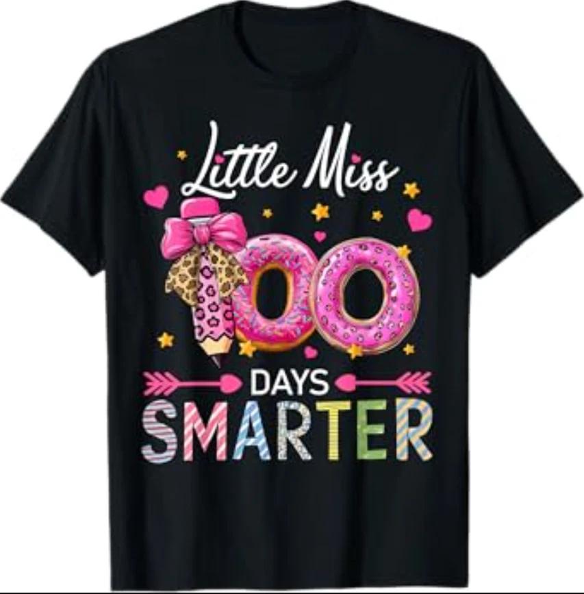 Little Miss 100 Days Smarter Kids Girls 100th Day of School T-Shirt XL