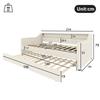 Tagesbett, 90 x 200cm, Schlafsofa, Tagesbett mit Lattenrost (ohne Matratze), Mit LED-Leuchten, Bett mit Ausziehbett, USB-Ladeanschluss, Leinen, Beige