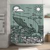 Oceanic Whale Dolphin Print Shower Curtain Set for Bathroom Decor Modern Style Waterproof Fabric Multiple Sizes Available (Green