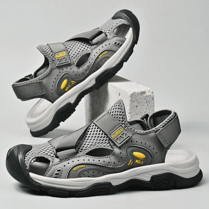 Fashion Vacation Summer Roma Flats Non-slip Quick Dry Wading Aqua Shoes Half Drag Handmade Sandals for Man Suitable Men's Beach Shoes