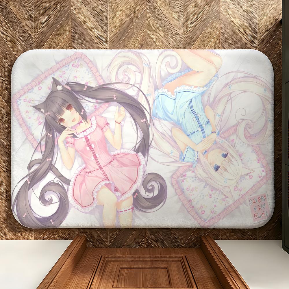 Game N-Nekopara Floor Mat Soft Flannel Entrance Door Mat Non Slip Absorbent Bathroom Bedroom Floor Rug