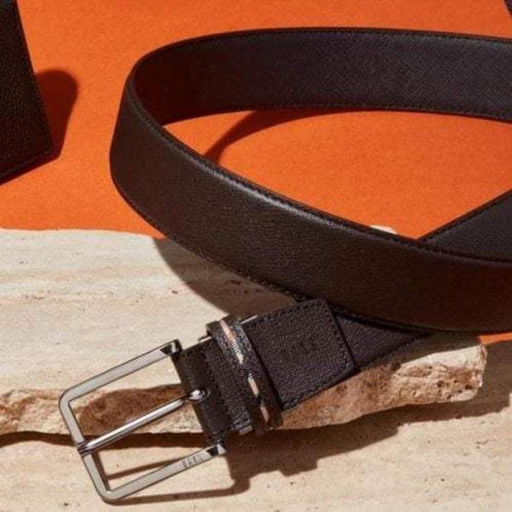 Daks Buckle Belt Brown Check Line Cowhide Dbbe6f361bk Single option