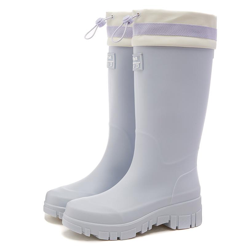 New Heightened Bundle Middle Tube Long Rain Boots Women's Waterproof, Non-slip and Wear-resistant Outer Shoes Kitchen Work Sleeve Women's Shoes