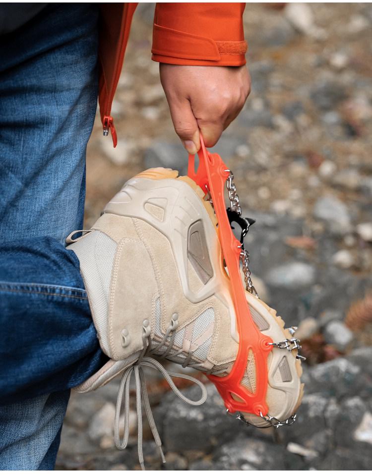 Crampones Reforzados con Bolsa de Almacenamiento: Cubrezapatos Antideslizantes de Látex Duraderos de 8 Dientes para Superficies Lluviosas, Rocosas y Nevadas.