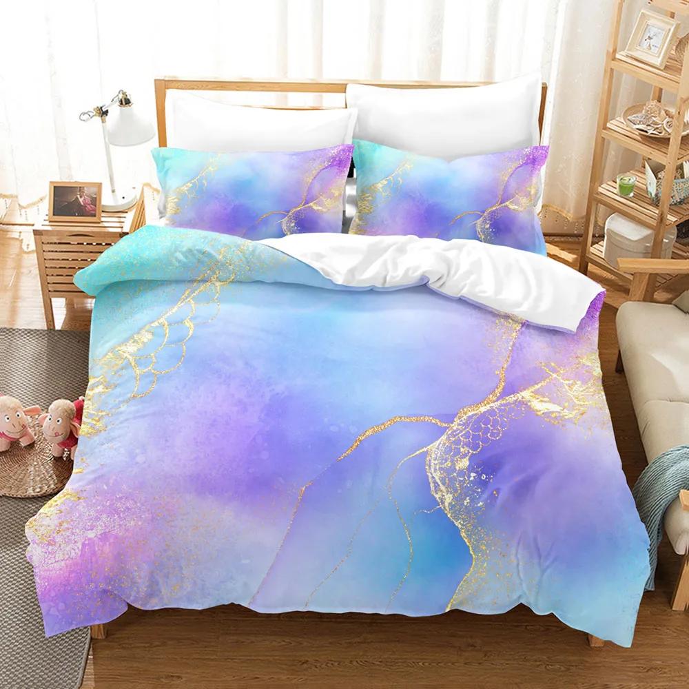 3D Luxury Marble Bedding Set Printed Duvet Cover Set Pillowcases Romantic Soft Single Double King Size for Adult Birthday Gift