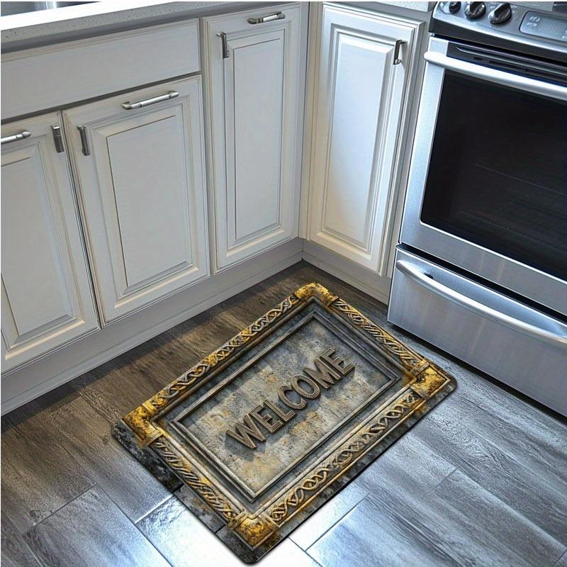 1PC Welcome Pattern Kitchen Rug Non-Slip Door Mat Pop Design Bathroom Rug Bath Mat Carpet for Home Sink Laundry Ecoreeree