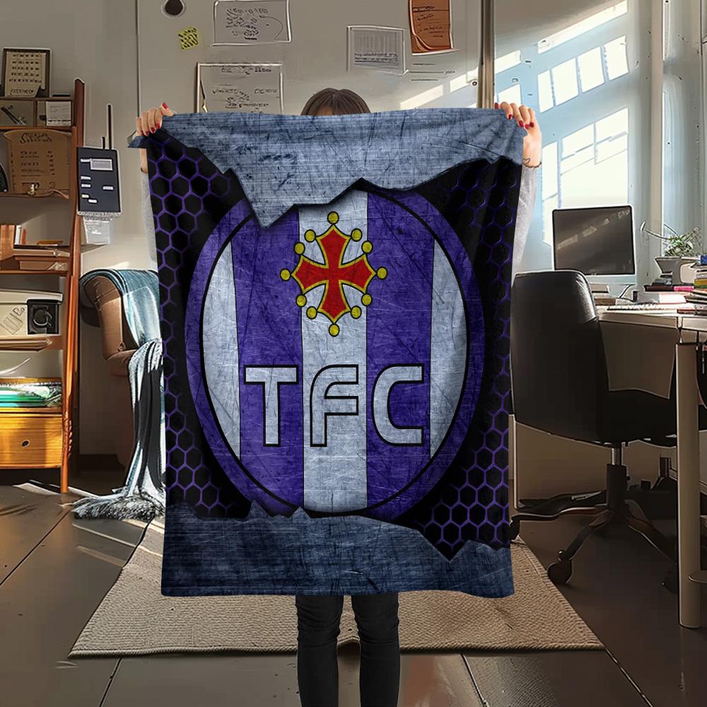 Toulouse Football Club Flanelldecke mit Aufdruck, Hohe Qualität, Bequem für alle Jahreszeiten, Heimdekoration, Wärme und Komfort