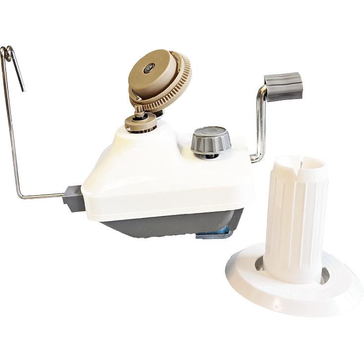 Yarn Ball Winder Hand Operated Winding Wool Winder Machine Yarn String Ball Winder, Convenient Ball Winder for Yarn Tabletop Clamp, White and Gray