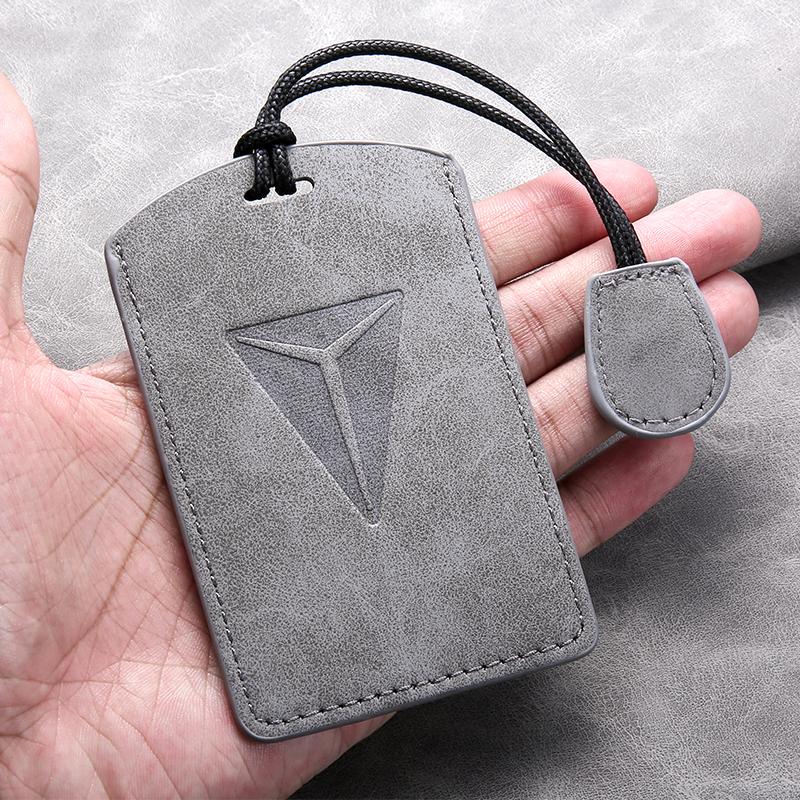 For Changan Deepal S7 SL03 NFC Card Sheepskin Car Key Case Remote Cover Shell Keychain Ring Holder Fob Bag Interior Accessories