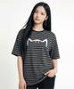Kikimimi Striped Kitty Big Logo T-Shirt (Black)