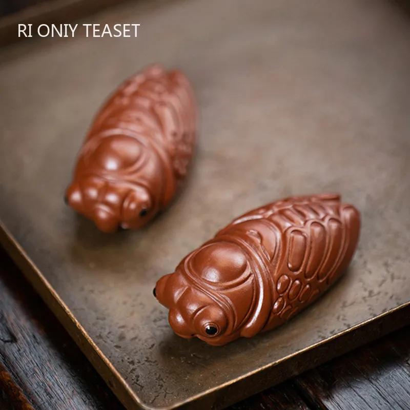 

Китайская скульптура Исин, фиолетовая глина, чай, домашнее животное, статуэтка, украшения, ручная работа, чайная фигурка, поделки, чайный сервиз, украшение, искусство 6.7x2.9x2.4cm