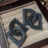 Exaggerated Rhinestone Letter D Stud Earrings - Retro, Light Luxury, Fashionable Jewelry for Women