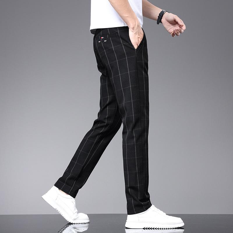 Spring and Summer Plaid Workwear Stretch Pants Men's Business Fashion Slim Casual Pants