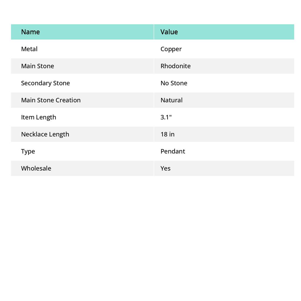 Natural Rhodonite Gemstone Handmade Copper Wire Wrap Guitar Pendant 3.1 S7d47