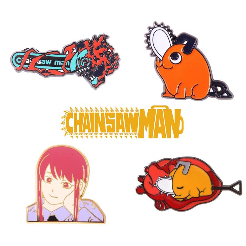 Man Pochita Chainsaw Metal Badge Makima Bag Pin Cosplay Props Clothing Accessory