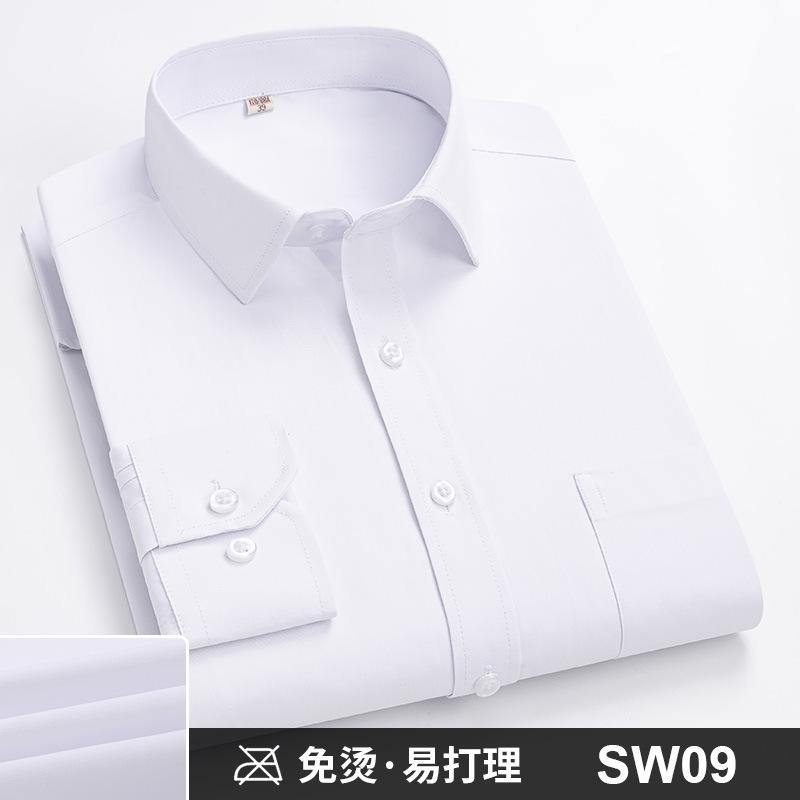 6XL Work Blue White Shirt Long Sleeves Men Formal Shirt Long Sleeve Office Solid Color Classic Striped Fashion Business Pocket