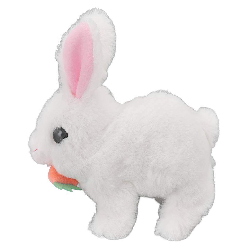 Realistic Bunny Toy Plush Interactive Easter Electronic Hopping Bunny Toy with Sound Wiggle Ears for Birthday Gift White