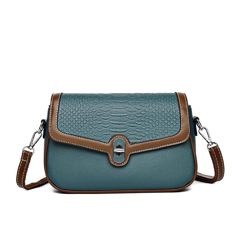 Premium contrasting color new bag women's new messenger bag crocodile pattern small square bag shoulder bag