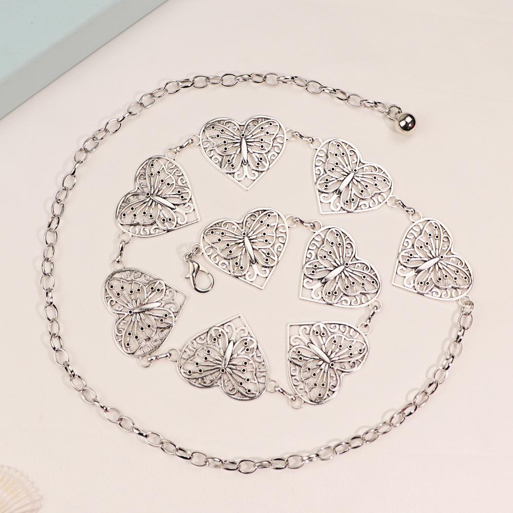 Lover Heart Tassle Waist Chain Belt for Women Punk Gothic Y2K Dress Jeans Waistband