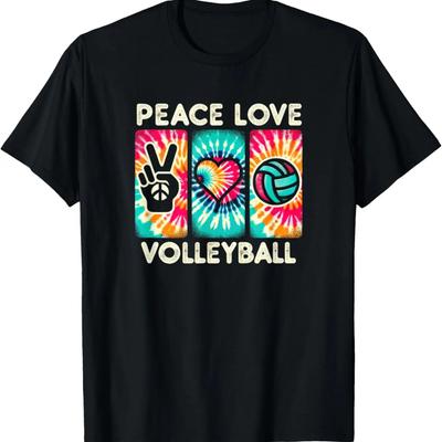 Volleyball Shirt For Teens Women Girls Peace Love Volleyball T-Shirt