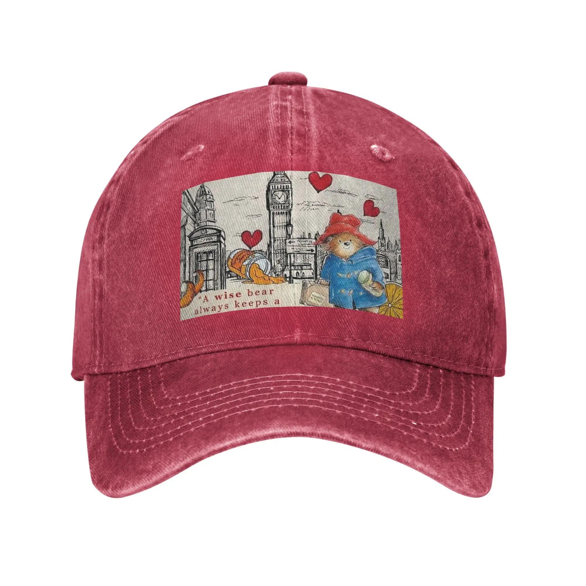 Britain Paddington Brown Bear Denim Cap Casual Baseball Caps Adjustable Hat Summer Unisex Baseball Hats One Size