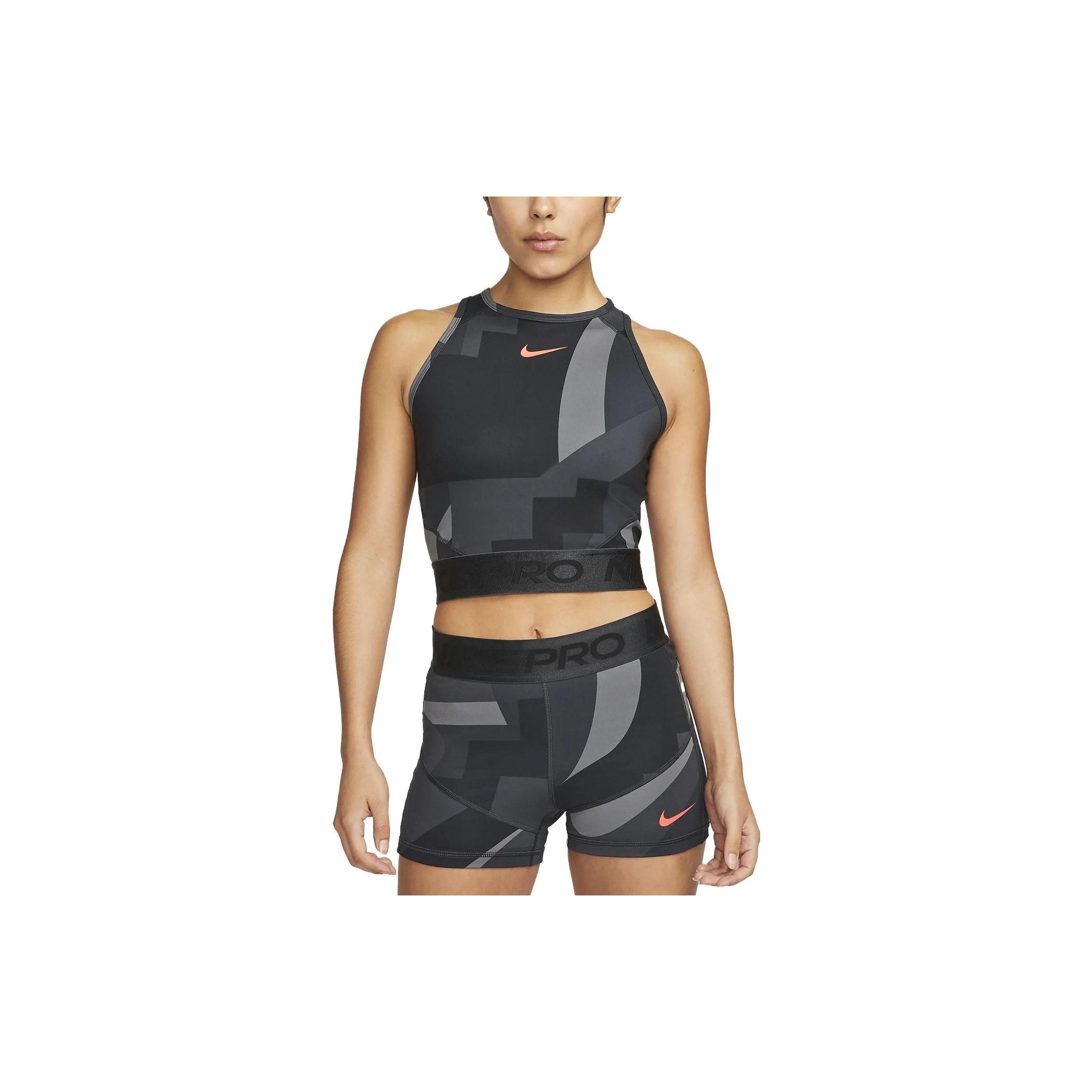 (WMNS) Nike Pro Dri-FIT Cropped Training Tank Top Black Dark Smoke Grey Women s FD0954-010 L