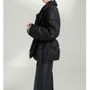 Flower dark pattern high-end goose down jacket, waist white goose down short Pinghu down jacket women's high-end women's clothing black