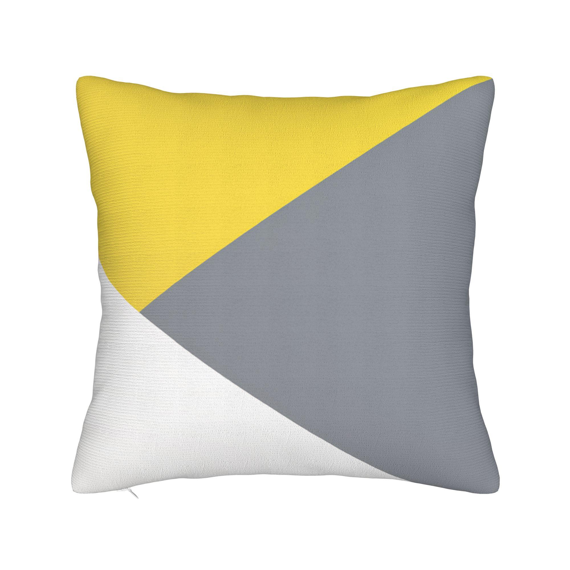 Yellow Grey Geometric Pillowcases  Kawaii Pillow Case For Living Room Bed Chair Comfy Pillow Cover 30cmx30cm