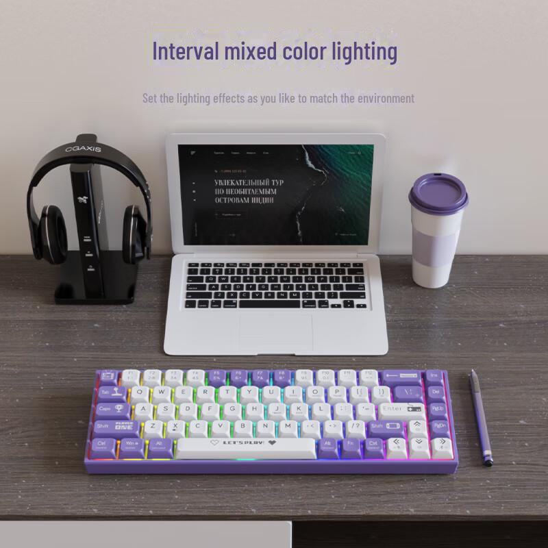 AJAZZ AK680 Black Wired Mechanical Keyboard, 68-Key, Blue/Tea/Red Switches, Portable, Hot-Swappable, Anti-Ghosting, Gaming Keyboard