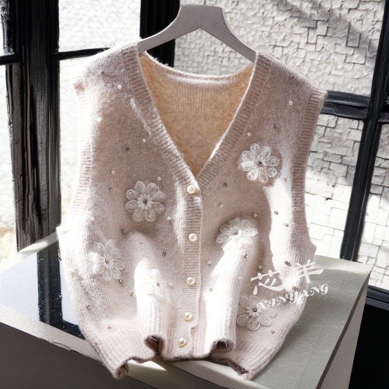 Women's Knitted Vest Gilet Spring Loose Lazy Style Women's Sweater Cardigan Outerwear Top
