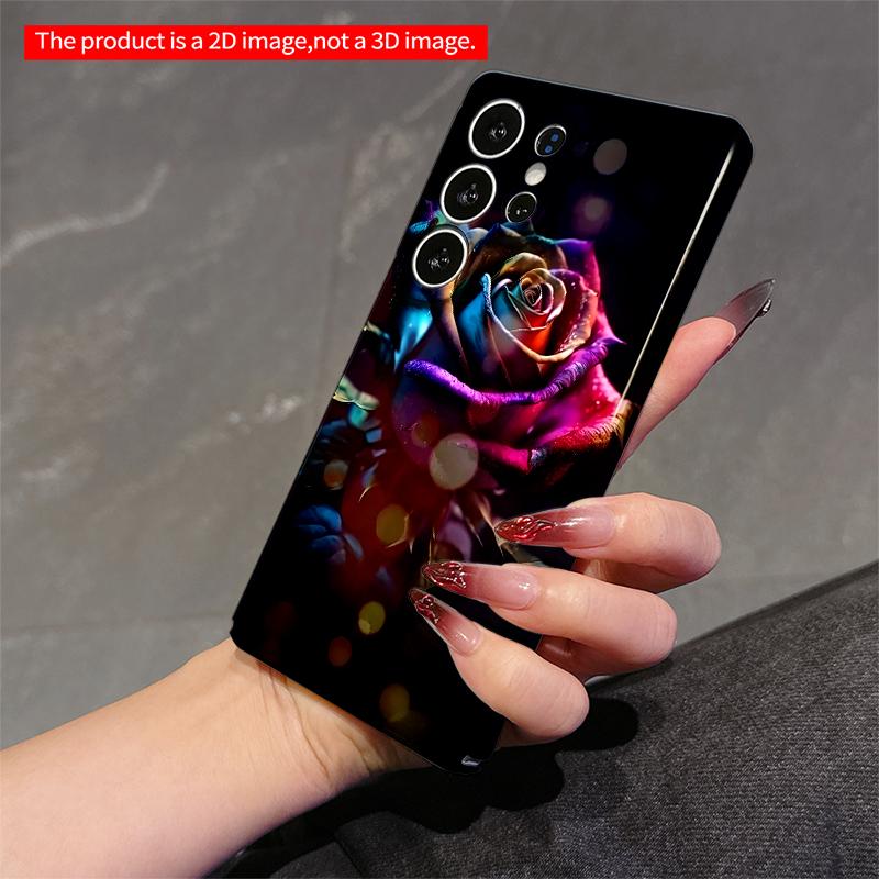 2DFlat Samsung phone case Rainbow Rose Glow Phone Case Applicable to Galaxy S23 S24 S25ULTRA S26 A12 A14 A15 A16 A54 A55