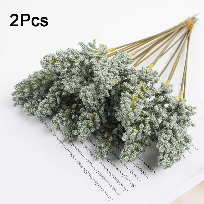 2PC Bundles Decorative Grain Ears Rustic Foam Real Touch Wheat Stalks Faux Home Decor Simulation Artificial Wedding 32cm