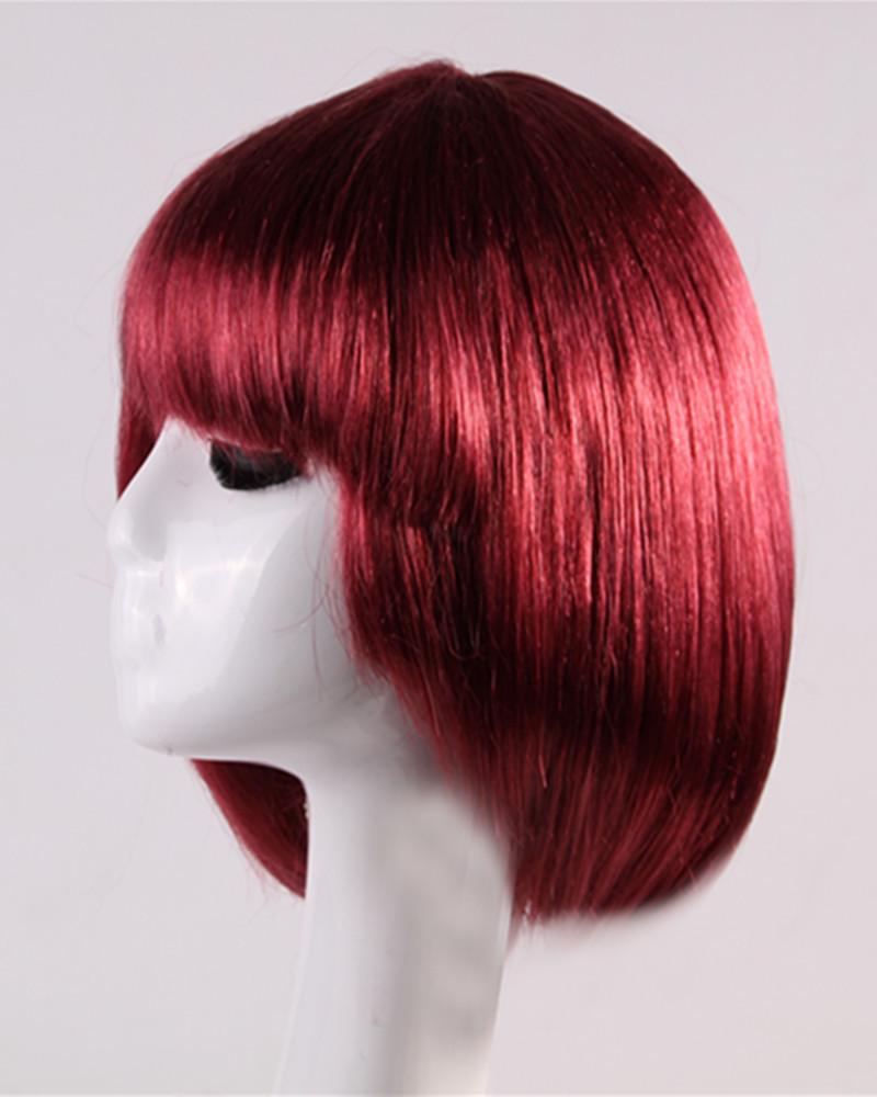 Parrucca Corta Sintetica BOB Completa Multicolore Cosplay Festa di Halloween Capelli Corti Parrucche Monocolore