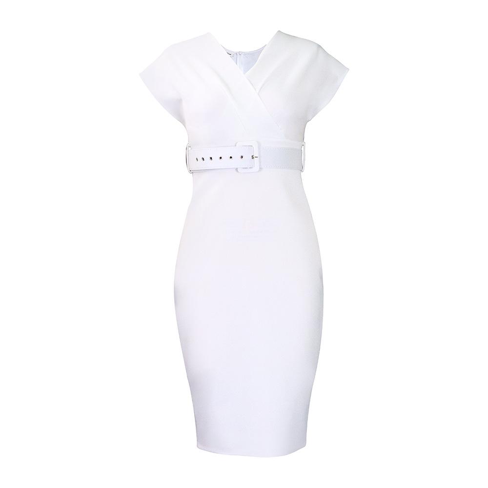 

Африканское женское облегающее платье большого размера с V-образным вырезом - Европейская и американская мода Medium белый