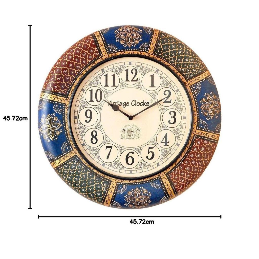 Large Hand-Painted Varli Design Abstract Wall Clock