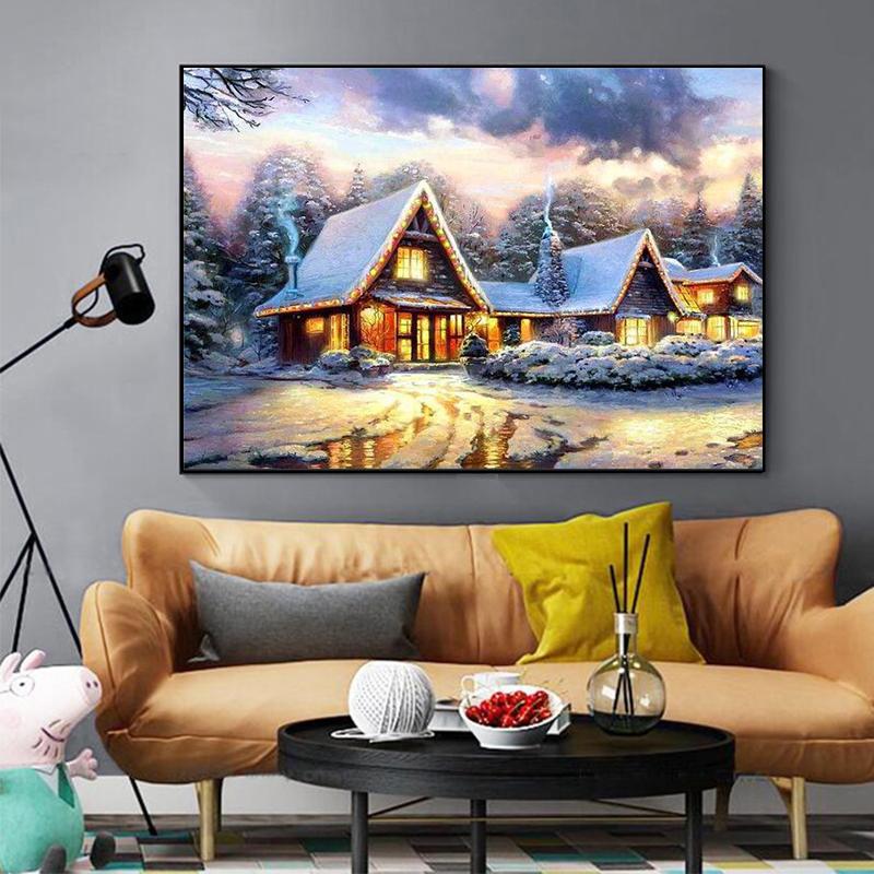 RUOPOTY Painting By Numbers Winter Landscape Hand Painted Art Gift DIY Picture By Number Christmas Kits Home Decoration