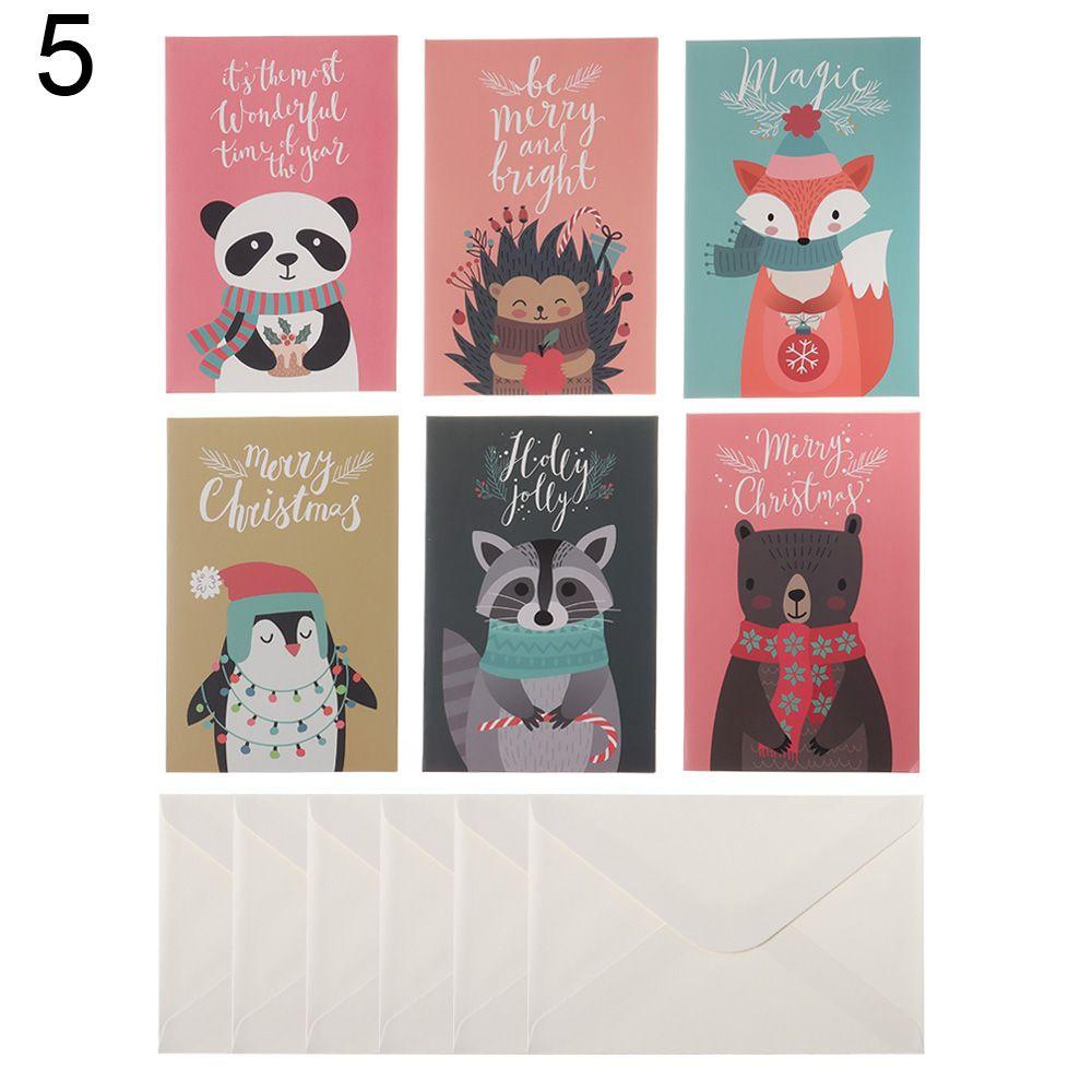 

6 шт. Мини Новогодняя Открытка Веселого Рождества Поздравительные Открытки Сувениры 5