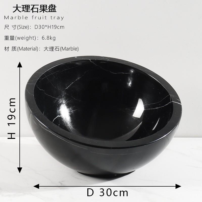 Natural Marble Fruit Bowl Living Room Table Decor Elegant Round Serving Tray In White Grey Black Vein Stone