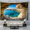 Versatile Ocean-Inspired Tapestry - Durable Polyester Wall Hanging for Bedroom & Living Room Decor, Vibrant HD Printed Sea View with Mountain Cave Des