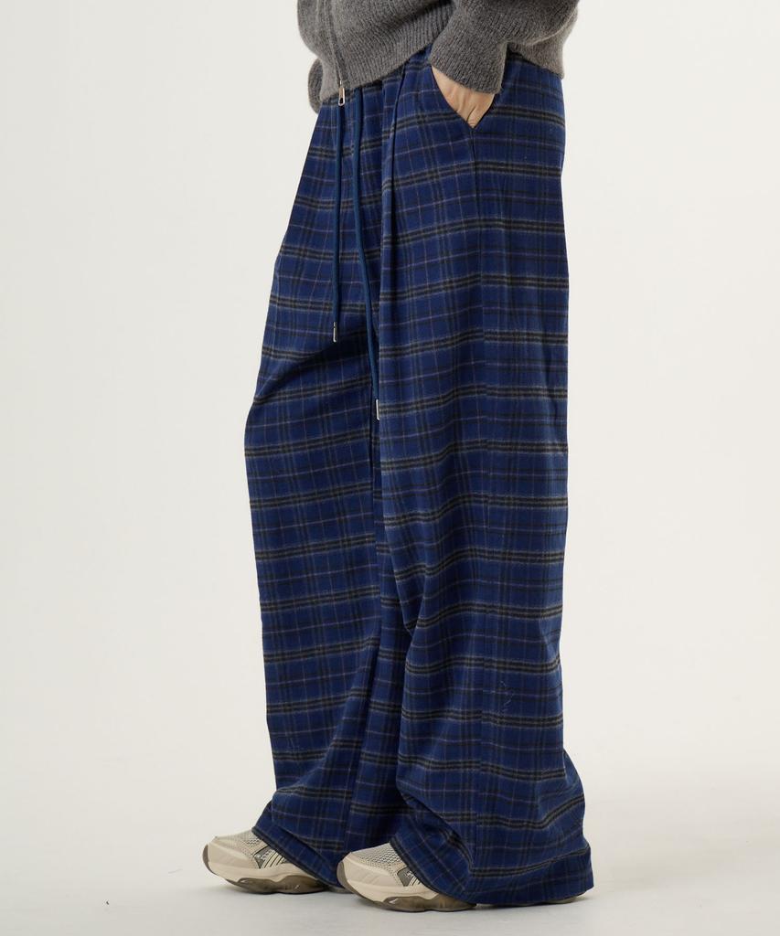 UNKNOWN PLANET Check Elastic Waist Pants Blue