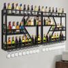 Metal Wall Mounted Wine Rack with Glass Holder Metal Storage Rack Wine Bottle Display Holder for Kitchen Dining Room