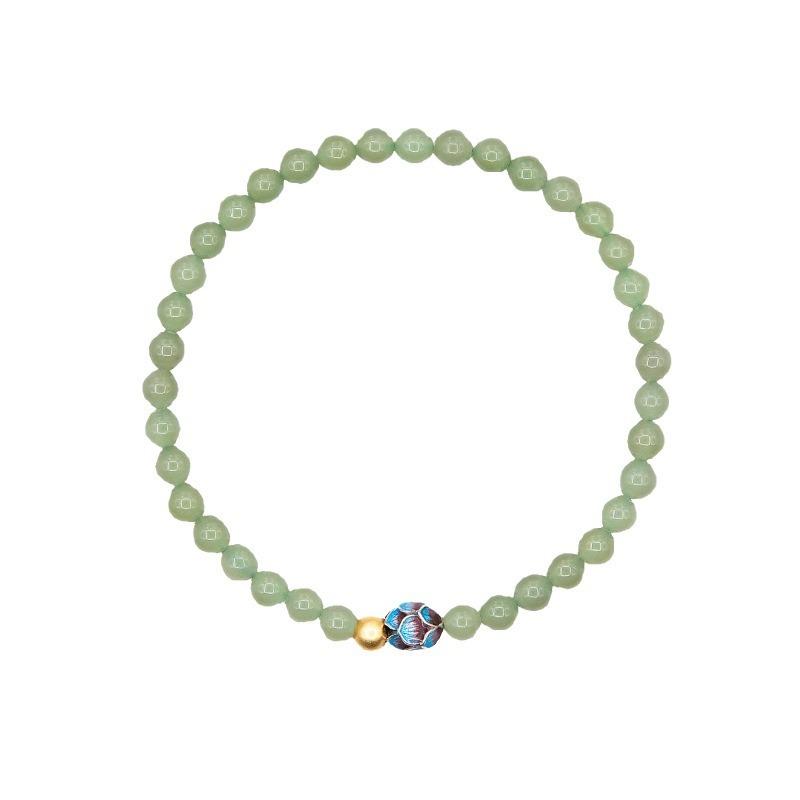 Recommended Natural Hetian Jade Bracelet, Green Jade Lotus Beads, Jadeite Clear Water Bracelet for Women, Serene Lotus