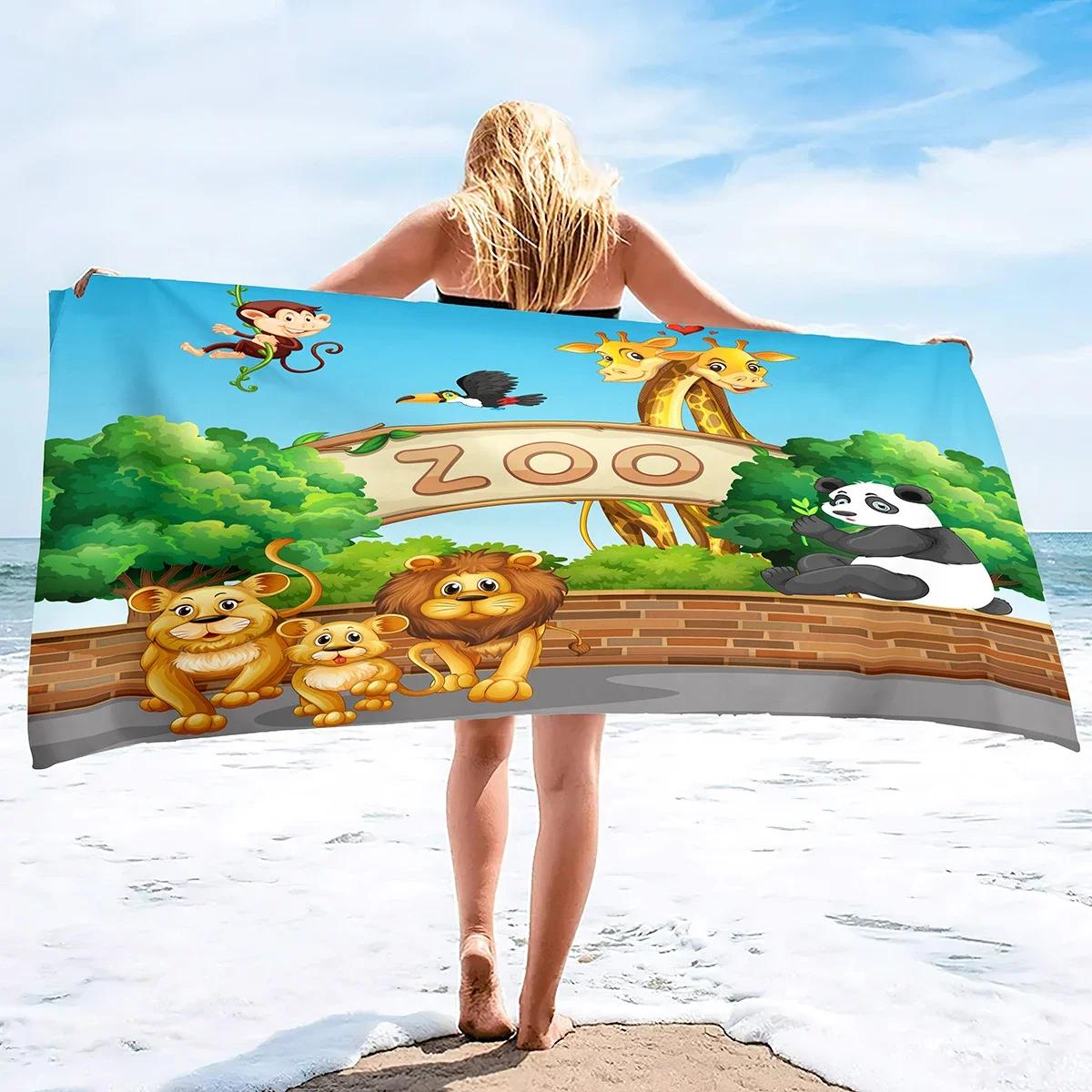 

Funny Zoo Microfiber Beach Towels Oversized Super Soft Bath Towels Quick Dry Sand Free Water Absorbent Towel for Kids Boys Girls W40*H60(CM)