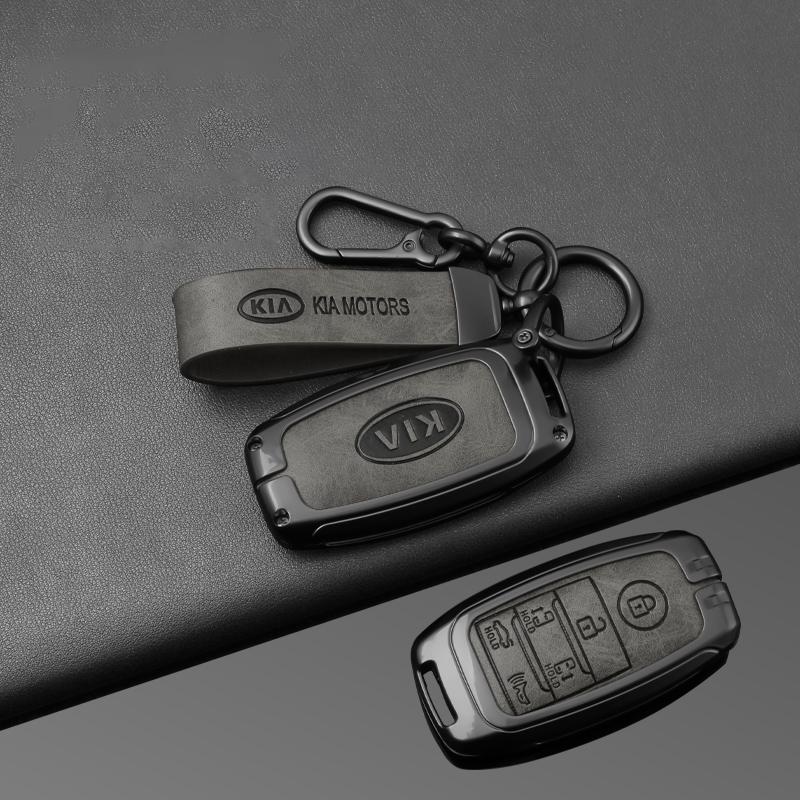 2026 Hot Car Sticker Zinc Alloy Leather Car Remote Key Case Cover Holder Shell For KIA Sedona Grand Carnival Sorento Protector K
