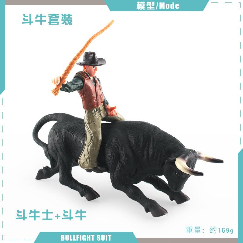 Simulation Spanish Matador Set Static Model North African Bison Bulltamer Solid Static Ornament Toy