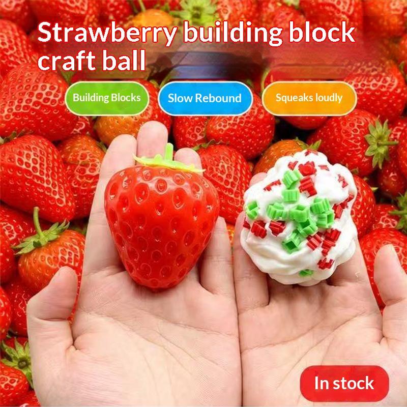 Strawberry Crunch Toy Shapeable Stress Ball Block Filling Slow Rebound Squeeze Toy Asmr Friction Noise Anti Anxiety Gift