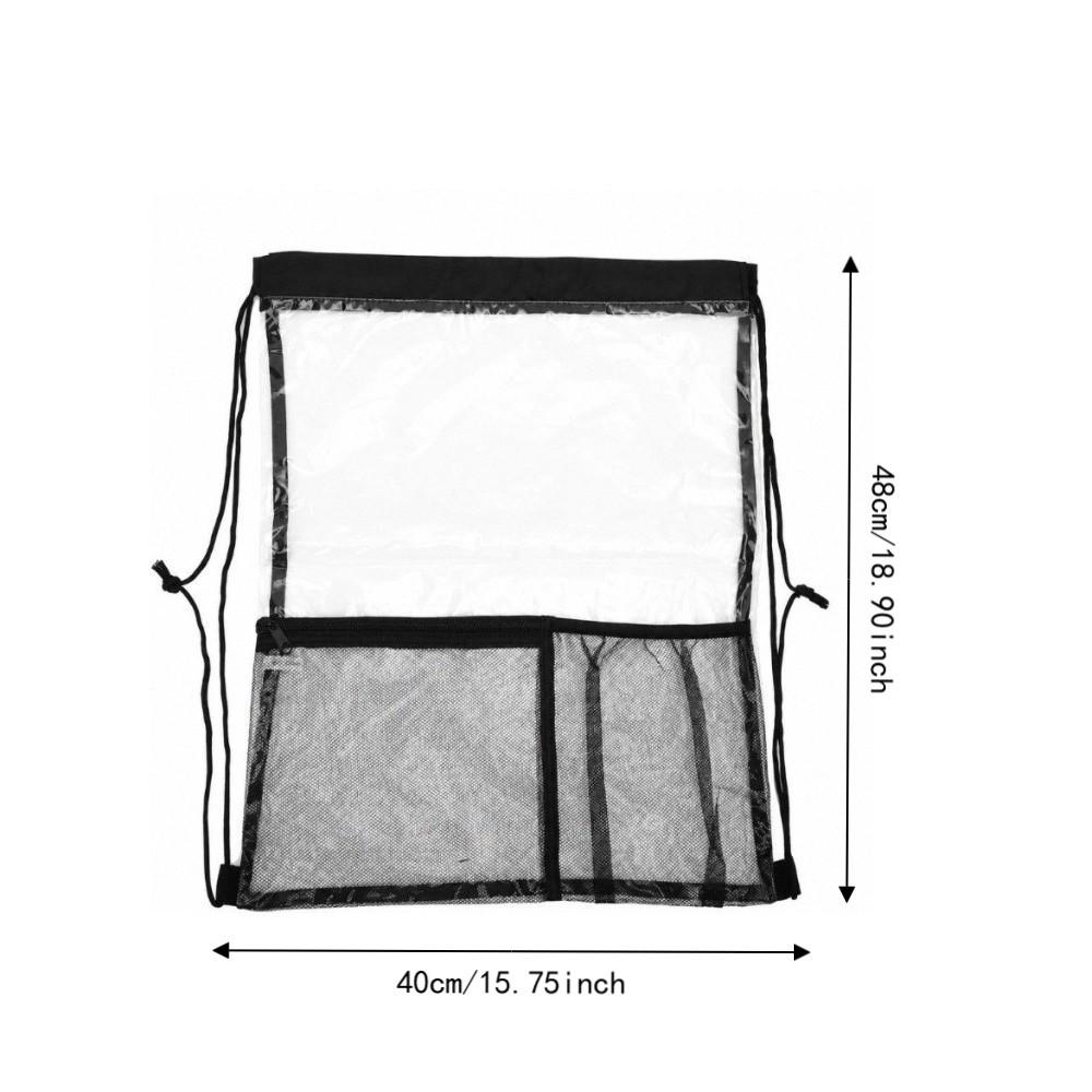2 Pack Black Transparent Cinch Bag Mesh Pocket See Through Pouch Drawstring Backpack Concerts