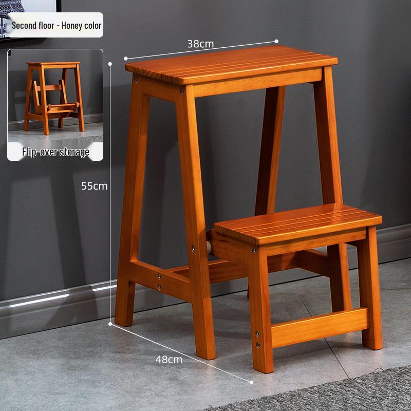 Solid Wood Folding Ladder Chair: Dual-Use Indoor Step Stool and Multifunctional Staircase.