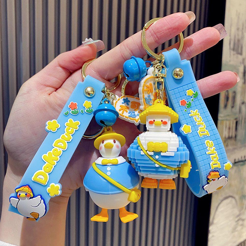 

Shape Car Key Ring Backpack Duck Shape Doll Duck Building Blocks Keyring Duck Keychain Bag Pendant